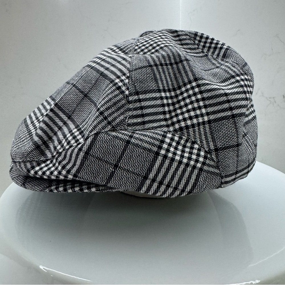 Stewart of Scotland Cap Men’s Plaid 100% Linen Pressboy Newsboy Hat Size S/M